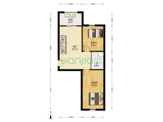 松江家园南区 2室1厅1卫 69平方
