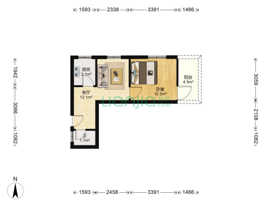 大南门街 1室1厅1卫 39平方