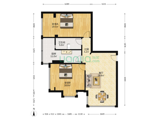 颐和雅轩 2室1厅1卫 99平方