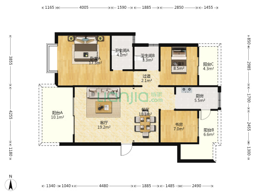 华夏澜山悦 3室2厅2卫 110平方