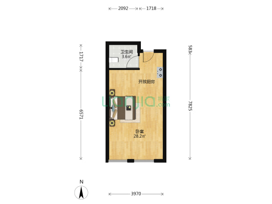 鸿路北城明珠 1室0厅1卫 51平方