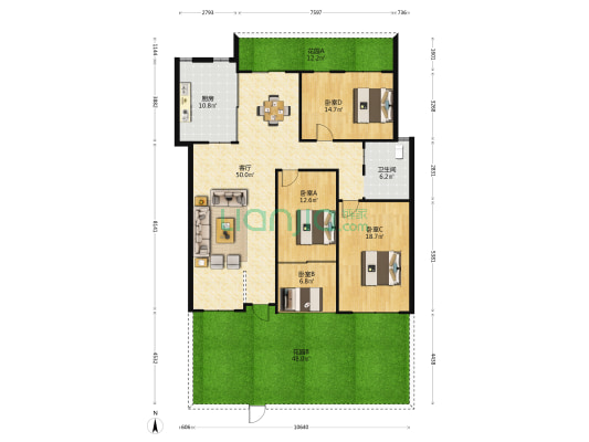 姑孰新城盛唐府 4室1厅1卫 144平方