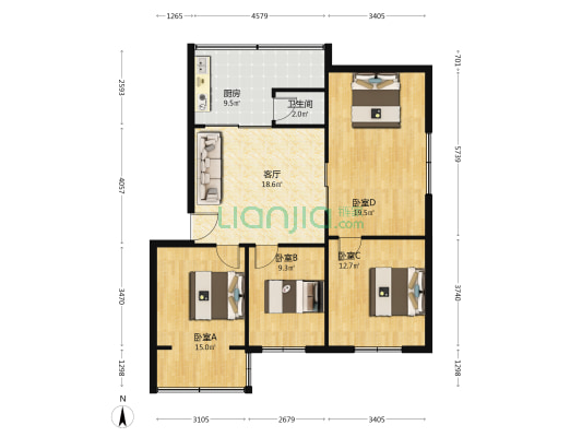 贡院巷52号 4室1厅1卫 63平方
