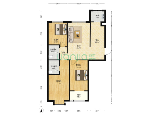 柳林国粹 3室2厅2卫 136平方