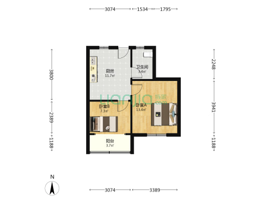 泰和路710弄 2室0厅1卫 49平方
