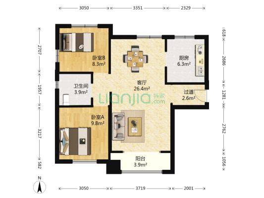 盛庭豪景 2室1厅1卫 89平方