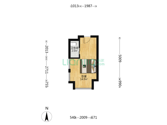 康桥悦城领仕馆 1室0厅1卫 33平方