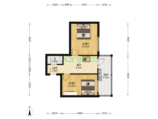 东风街 2室1厅1卫 52平方