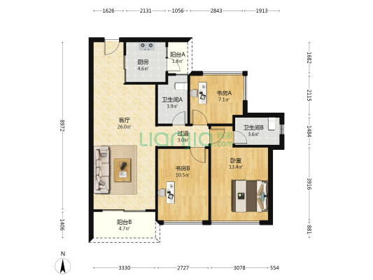 龙光玖誉雅筑 3室1厅2卫 96平方