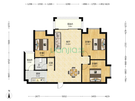 御府壹号 3室1厅1卫 107平方