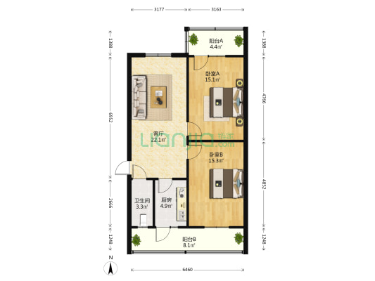 防疫站家属院 2室1厅1卫 79平方