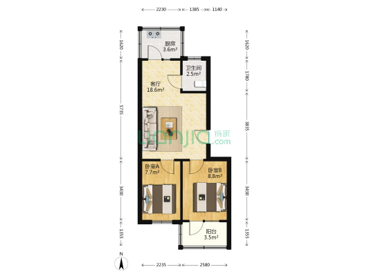 25小区 2室1厅1卫 57平方