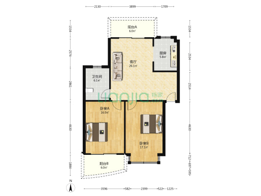 江南之星 2室1厅1卫 95平方