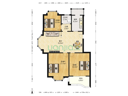 龙山名府 3室1厅1卫 99平方