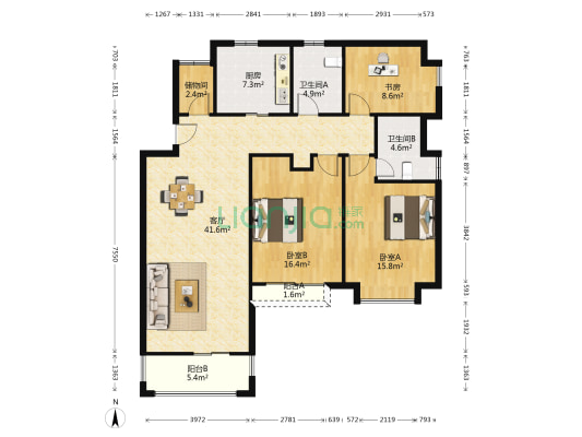 龙湖郦城(一期) 3室1厅2卫 138平方