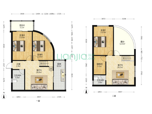 永泰商住楼 3室2厅2卫 84平方