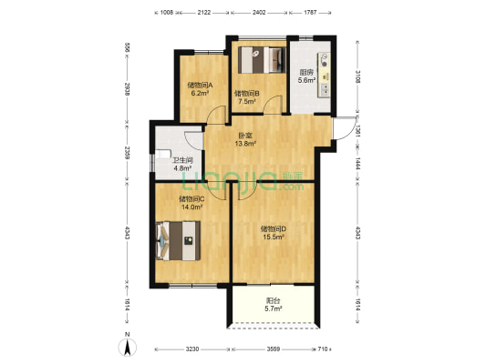 首创悦都 1室0厅1卫 90平方