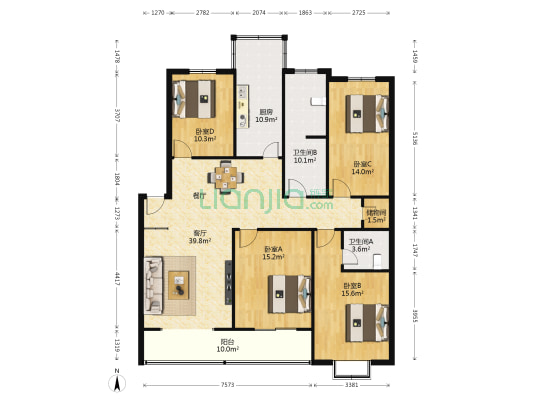 龙跃家园 4室1厅2卫 160平方