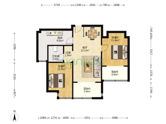 珠山文苑北区 2室1厅1卫 99平方