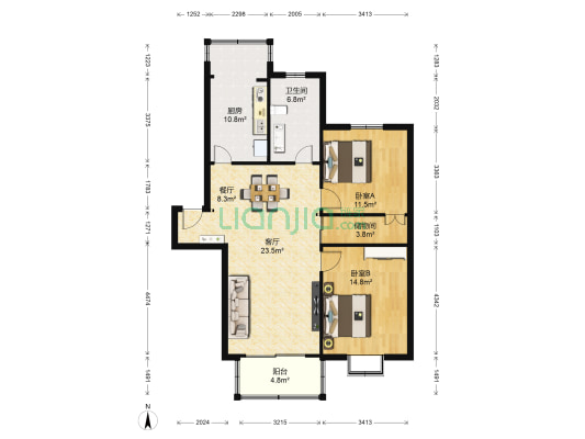 屹立家园 2室2厅1卫 101平方