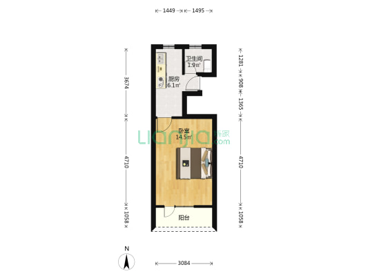 电机五村 1室0厅1卫 33平方