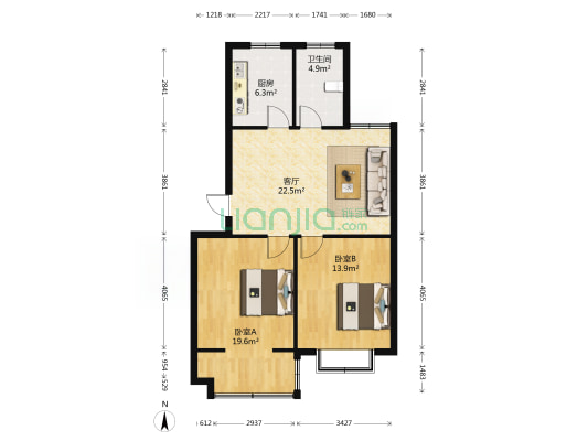 华美和园四期 2室1厅1卫 84平方