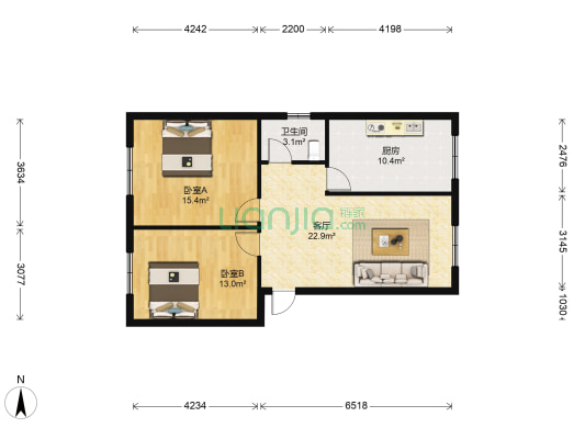 安居苑 2室1厅1卫 82平方
