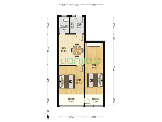 延安西路1446弄 2室1厅1卫 58平方