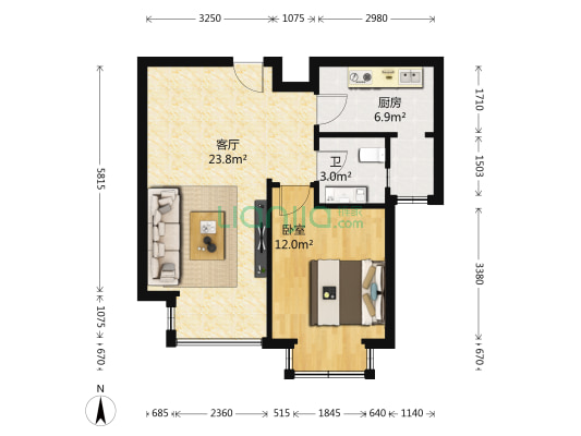 金谷美丽城 1室1厅1卫 63平方