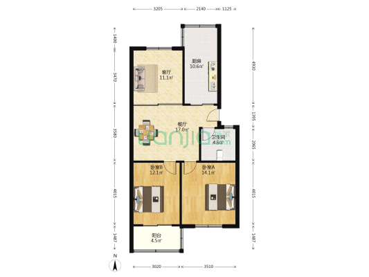 清源新村 2室2厅1卫 87平方