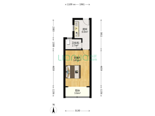 云雾山路13号 1室0厅1卫 43平方