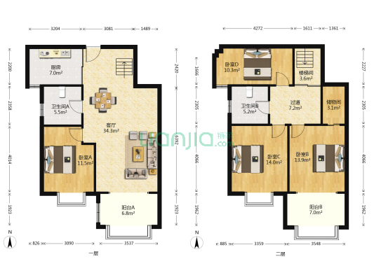 淮海花园 4室1厅2卫 185平方