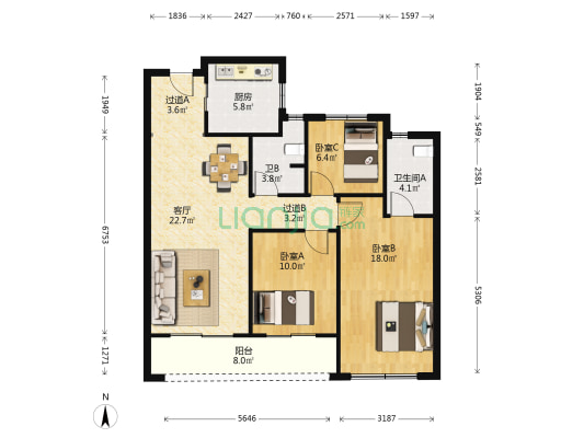 滨江翠语华庭 3室1厅2卫 106平方