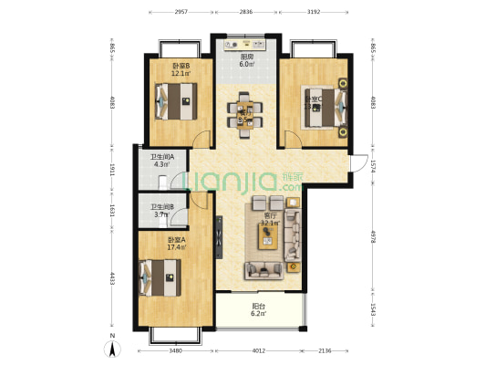 瑞隆城 3室2厅2卫 130平方