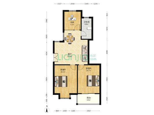 农科花苑西区 3室1厅1卫 88平方