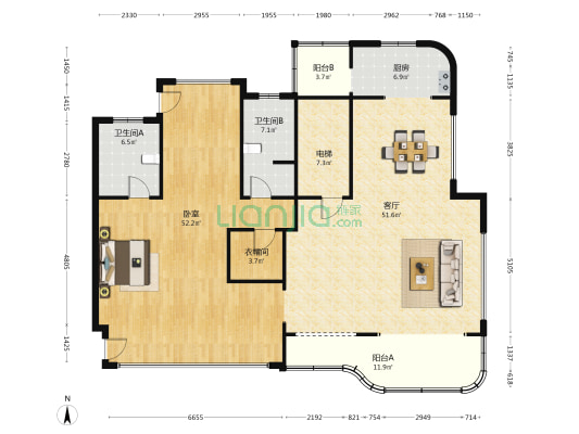 长房润和湘江玥 1室1厅2卫 199平方