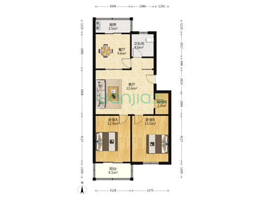 隆岗路韩前恢复楼 2室2厅1卫 84平方