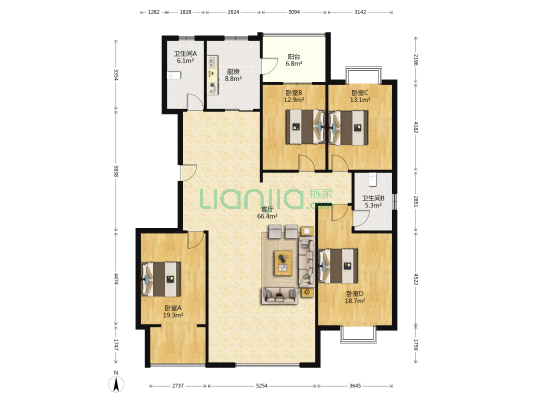 茗秀园 4室1厅2卫 192平方
