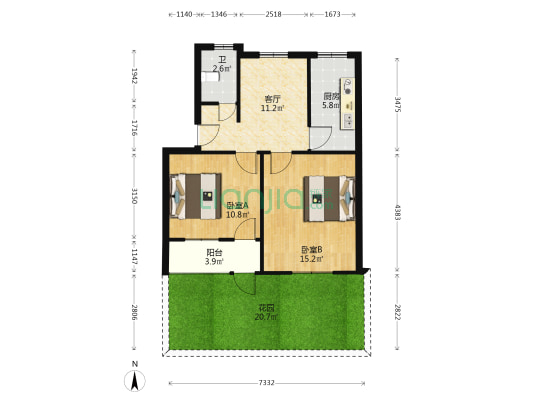 百货大楼家属院 2室1厅1卫 78平方