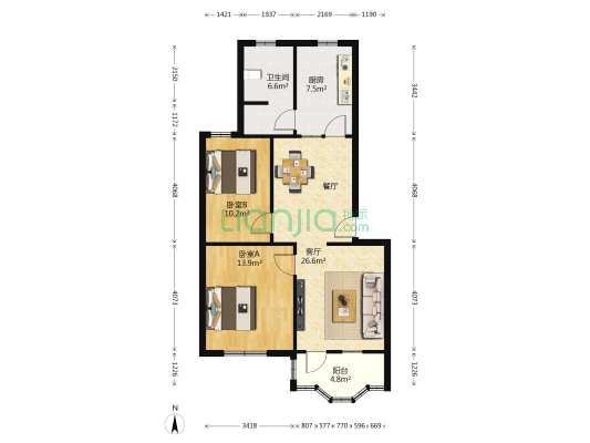 西苑小区 2室1厅1卫 86平方