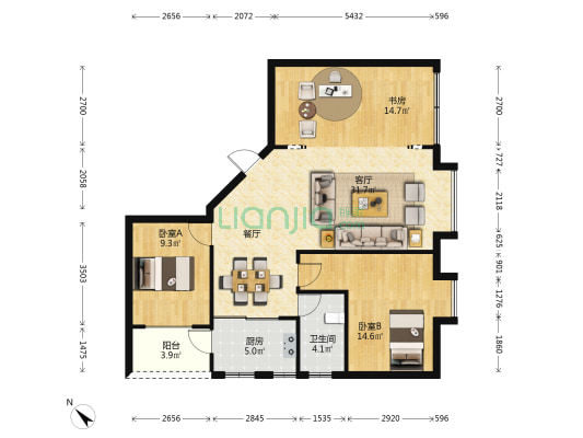康兴大厦 3室1厅1卫 97平方