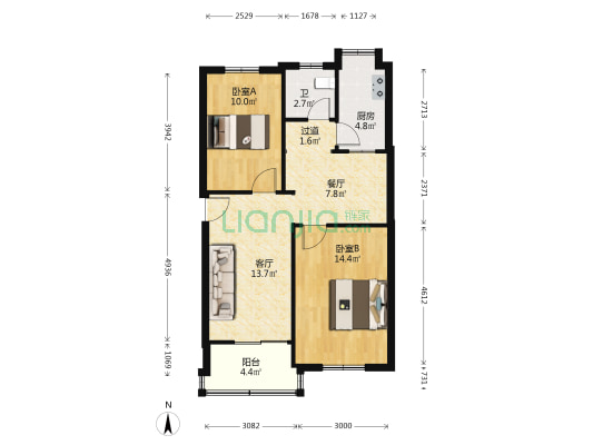 省建设银行家属院 2室2厅1卫 72平方