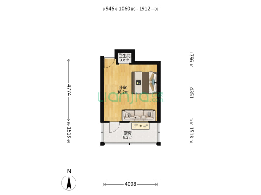 南十八道街 1室0厅1卫 30平方