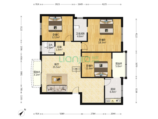 怡心苑 3室1厅2卫 120平方