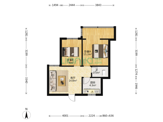马王二村 2室1厅1卫 55平方