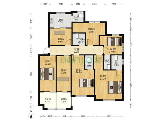 乔中永和苑 6室0厅5卫 130平方