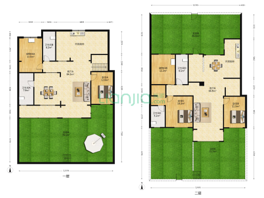 红星海三期郡墅 3室2厅4卫 138平方