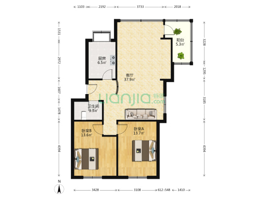 中百宿舍 2室1厅1卫 93平方
