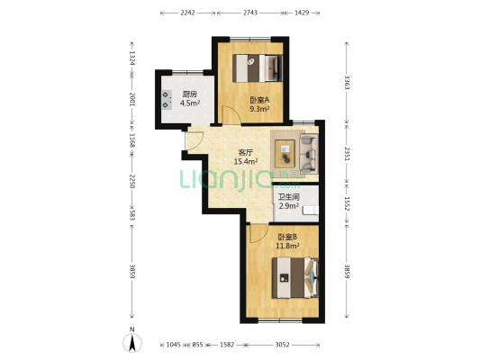 开运福里C区 2室1厅1卫 67平方