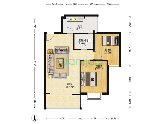 力合上域中央 2室1厅1卫 81平方